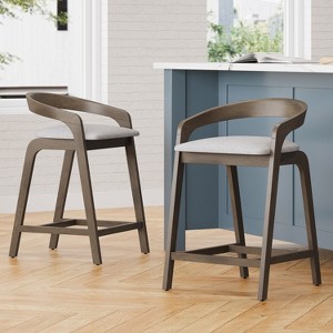 Christopher Knight Home Casper Contemporary 25.25" Rubberwood Counter Stools (Set of 2) - 1 of 4