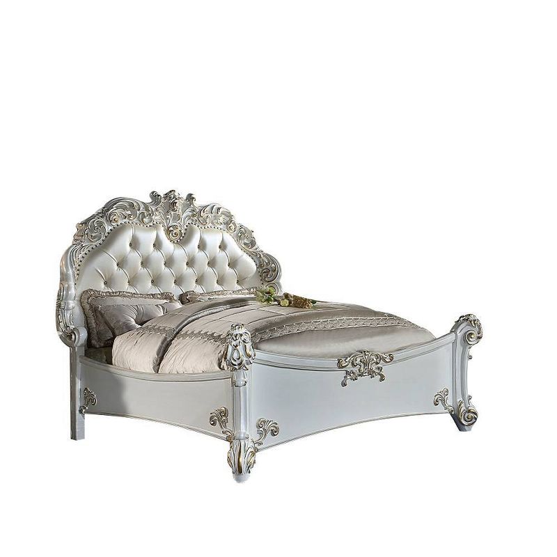 94&#34; Queen Bed Vendome Bed Synthetic Leather and Antique Pearl Finish - Acme Furniture, 2 of 7