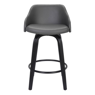 Mid Century Modern Swivel Bar Stool in Black and Gray