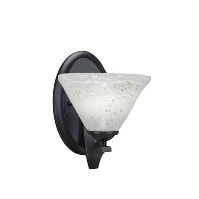 Toltec Lighting Zilo 1 - Light Sconce in  Matte Black with 7" Gold Ice Shade