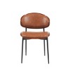 Set of 2 Mid-Century Modern Dining Chairs with Bentwood Back,PU Leather Seat & Metal Legs–The Pop Home - 3 of 4