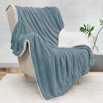 PAVILIA Soft Thick Fleece Flannel Ribbed Striped Throw Blanket, Luxury Fuzzy Plush Warm Cozy for Sofa Couch Bed
