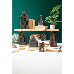 Antique Brown Metal Village – Set of 7 Decorative Houses up to 15" Tall by Kalalou - 1 of 3