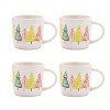 Pine Tree Print Coffee Mugs (Set of 4) – Holiday Christmas Ceramic Drinkware by Melrose - 3 of 3