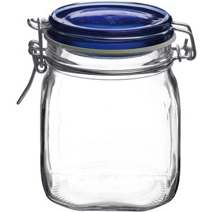 Bormioli Rocco Fido Jar with Blue Lid, Made of Premium Quality Italian Glass, Airtight Seal with Gasket - 1 of 4