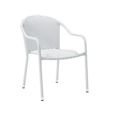Palm Harbor Elegant White Wicker Stackable Outdoor Dining Chair Set