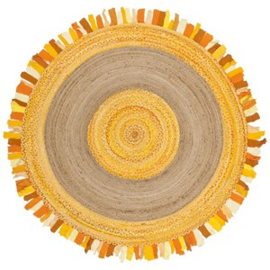 Cape Cod CAP701 Handmade Woven Area Rug - Gold/Natural - 6' X 6'  Round - Safavieh - 1 of 4