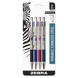 Zebra Pen F-301 Stainless Steel Retractable Ballpoint Pen 521182 - 1 of 4