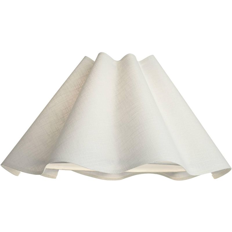 Springcrest 6" Top x 18" Bottom x 10" High x 10" Slant Lamp Shade Replacement Large White Wave Empire Modern Linen Fabric Spider Harp Finial, 3 of 8