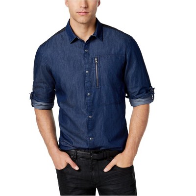 I.N.C International Concepts Mens Today Button Up Shirt, Blue, XX-Large