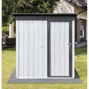 5ft x 3ft Outdoor Metal Storage Shed, Space-Saving Dual-Tone Organizer for Garden Tools/Outdoor Gear - White & Gray - 1 of 1