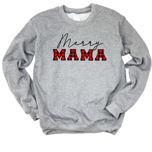 Simply Sage Market Women's Graphic Sweatshirt Merry Mama Buffalo Plaid - 1 of 2