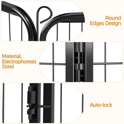 Black Metal 8-Panel Pet Playpen with Door
