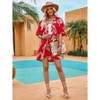 Women's Boho 2 Piece Outfits Tropical Open Front Blouse and Shorts Set - 3 of 4