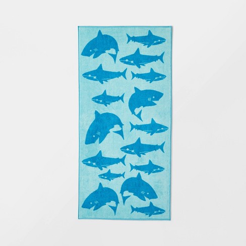 Shark Beach Towel - Sun Squad™: 100% Cotton, Lightweight Terry Fabric ...