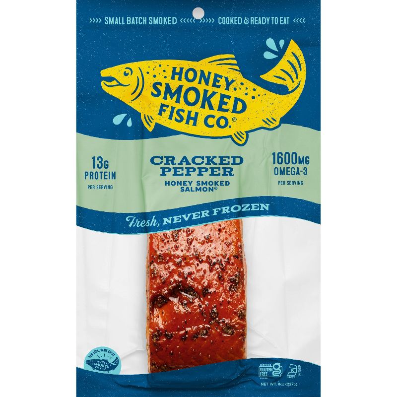 Honey Smoked Fish Co. Cracked Pepper Salmon - 8oz, 1 of 7