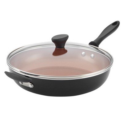 Farberware Reliance Pro 12" Copper Ceramic Nonstick Skillet with Lid Black