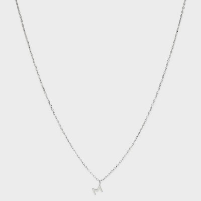 Sterling Silver Small Polished Initial Pendant Necklace - A New Day™ Silver