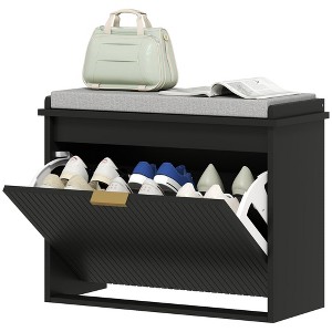 Aghana Digitals 265lb Capacity Entryway Shoe Storage Bench with Padded Removable Cushion, Flip - 1 of 4