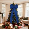 Orieon 25PCS Blue Satin Christmas Tree Topper & Ribbon Bows Set, Wired Edge Long Tail Bows for Tree, Wreath, Garland, Gifts. - 4 of 4