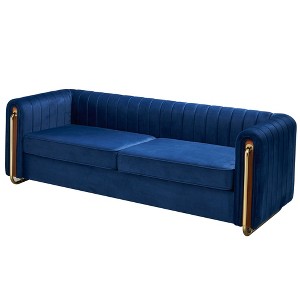 84" Contemporary Velvet 3-Seater Sofa with Gold Metal Legs, Pocket Spring Cushions and Solid Wood Frame - 1 of 4