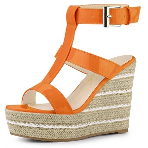 Allegra K Women's Espadrille Strappy Platform Wedges Sandals - 1 of 4