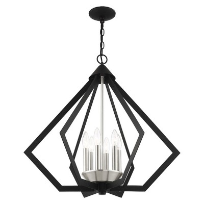 Prism 6-Light Black and Nickel Steel Chandelier
