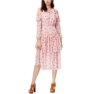 maison Jules Womens Printed Floral Flounce Dress, Pink, X-Large - 1 of 1