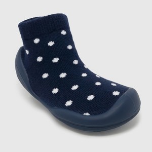 Komuello Toddler Girl First Walk Sock Shoes - Dotty Navy - 1 of 4
