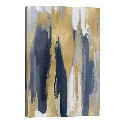 26" x 18" x 0.75" Converge Blue and Gold Iii by Jackie Hanson Unframed Wall Canvas - iCanvas