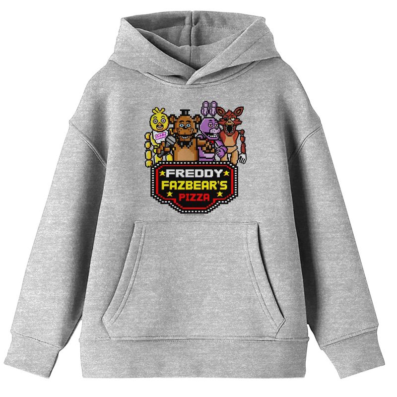 Five Nights At Freddy's Character Pixel Art Boy's Heather Gray Sweatshirt, 1 of 3