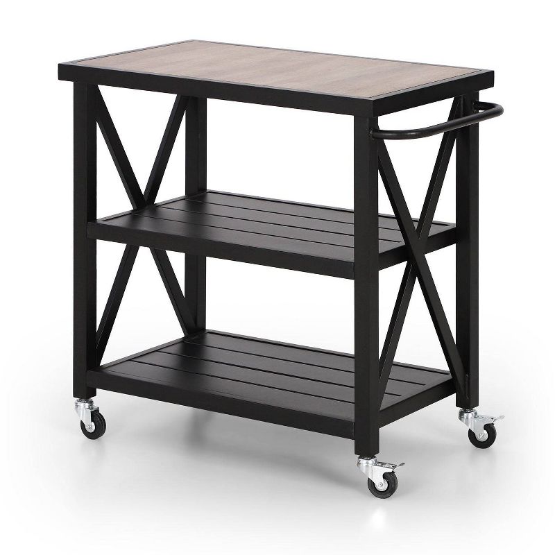 Outdoor Double Shelf Movable Steel Rectangle Cart Table - Captiva Designs, 3 of 8