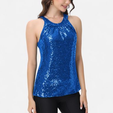 Top Sans Manches A.n.a. 3X Bleu Royal à Rayures Et Embellissements - Occasion Très Bon état