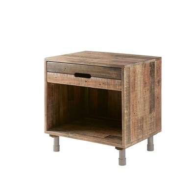 NicBex 18"Nightstand with Drawer Industrial Wooden Bedside Table with Open Shelf for Bedroom,Living Room