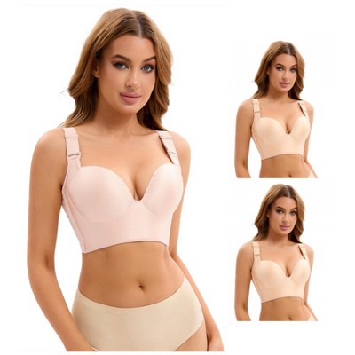INSPIRE CHIC 3 Pcs Women's Wirefree Convertible Tummy Control 6 Hooks Push Up Bras