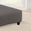 Stretch Pique Square Ottoman Slipcover Flannel Gray - Sure Fit - 2 of 4