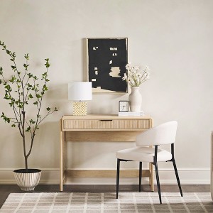 MDF Reeded Drawer Front Transitional Writing Desk with Spacious Work Surface and Durable Warp - 1 of 4