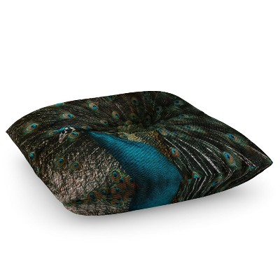 Ingrid Beddoes Peacock And Proud IV Square Floor Pillow - Deny Designs