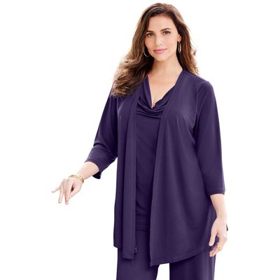 Catherines Women's Plus Size Dream Drape Cardigan And Tank Duet