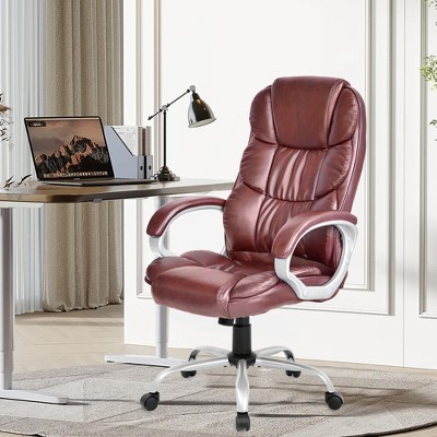 Brown High Back Leather Executive Swivel Office Chair