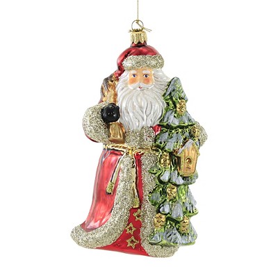 Huras 7.25" Forest Santa Ornament Pinecone Birdhouse  -  Tree Ornaments