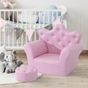 Qaba Kids Sofa Set, Children's Upholstered Sofa with Footstool, Princess Sofa with Diamond Decoration, Baby Sofa Chair for Toddlers, Girls, Pink - 2 of 4