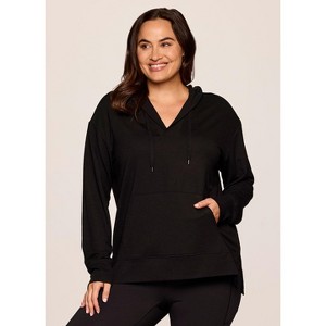 RBX Active Women's Ultra Lightweight French Terry V-Neck Hoodie Tunic Sweatshirt with Pocket - 1 of 4