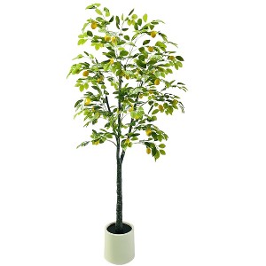 Artificial Lemon Tree, 6Ft  Fake Lemon Plant in Pot with 20 Fruits, Greenery Potted Faux Floor Plant for Indoor Home Living Room Office Decor - 1 of 4