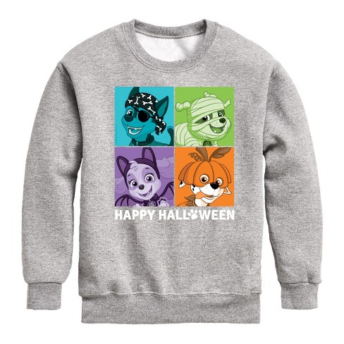 Boys' - Paw Patrol - Happy Halloween Character Grid Graphic Long Sleeve Fleece Sweatshirt - image 1 of 4