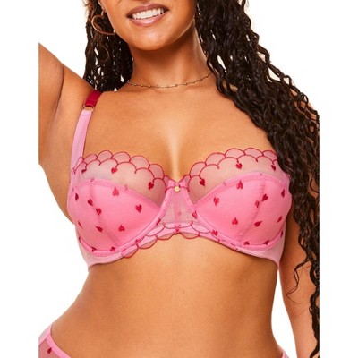 Adore Me Women's Colete Balconette Bra 30DDD / Printed Lace C05 Pink.