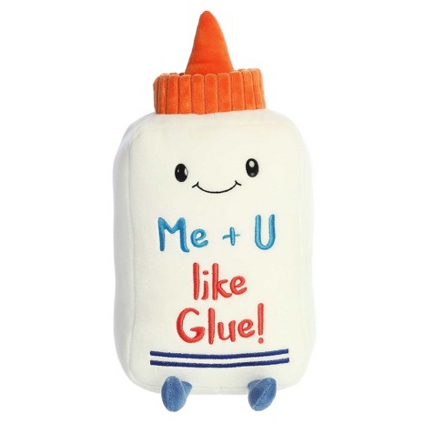 Aurora Medium Me + U Like Glue Just Sayin' Witty Stuffed Animal White 11