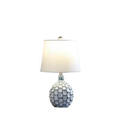 Ore International 19.5" Marin Coastal Beachside Ceramic Table Lamp Green/White: UL Listed, Cotton Shade