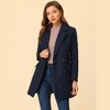 INSPIRE CHIC Women's Notch Lapel Double Breasted Belted Mid Long Outwear Winter Coat - 2 of 4