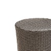 Vynxaria Patio End Tables - 17.5-Inch Gray Barrel Side Table with Wicker Weave - 4 of 4